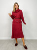Brushed Thermal Cowl Neck 2-Piece Set in Wine