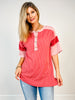 Colorblock Multi Short Sleeve Urban Rib Knit Top