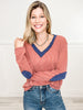 Keep Dreaming Long Sleeve Ribbed V-Neck Top