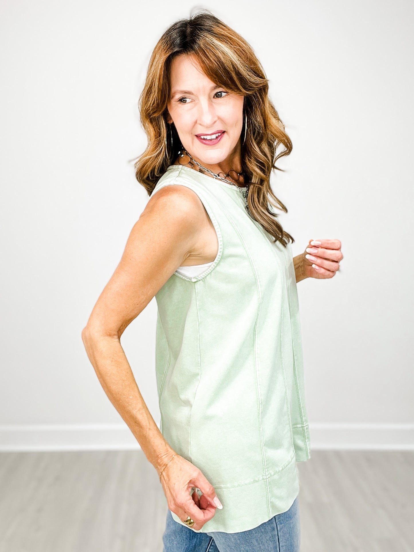 Cotton Poly Sleeveless Top