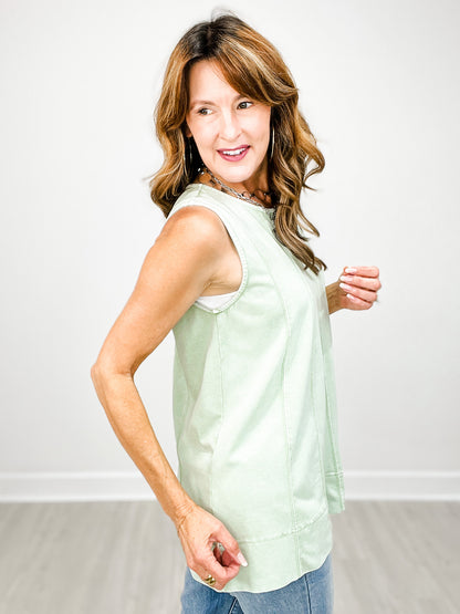 Cotton Poly Sleeveless Top