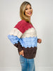 V-Neckline Cozy Waves Color Block Sweater