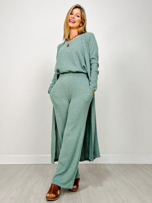 Brushed Thermal 3-Piece Lounge Set in Soft Teal