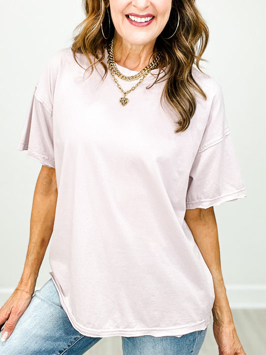 Short Sleeve Washed Cotton Boxy Top