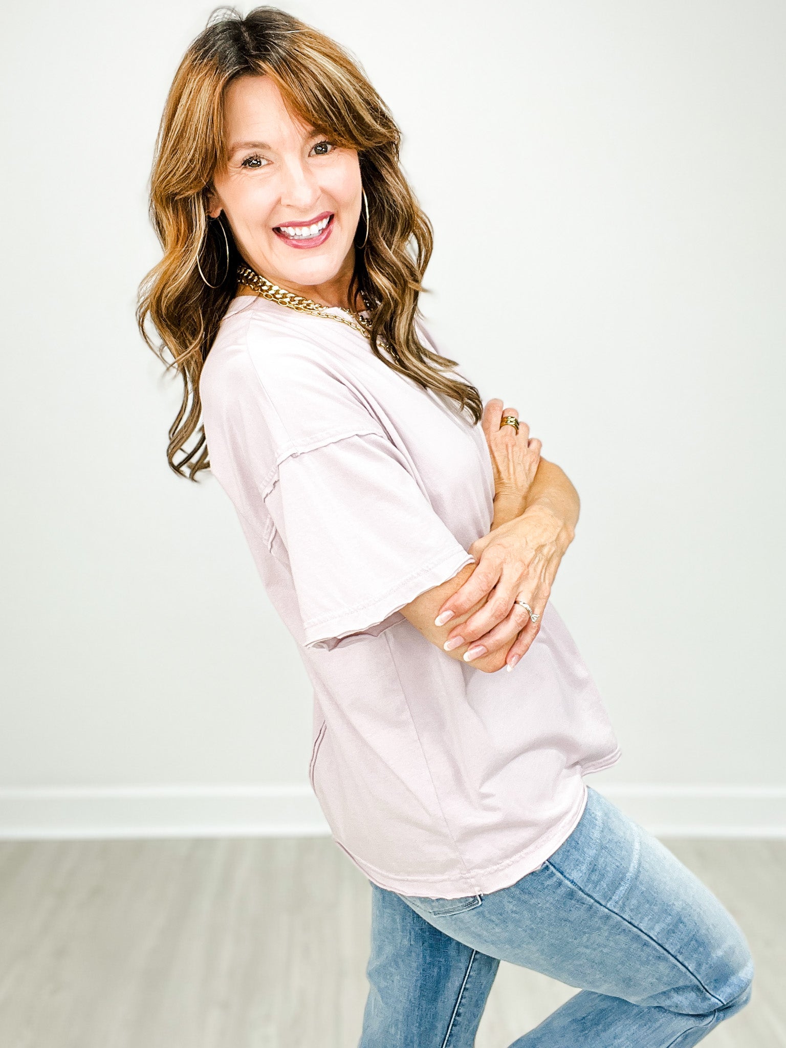Short Sleeve Washed Cotton Boxy Top