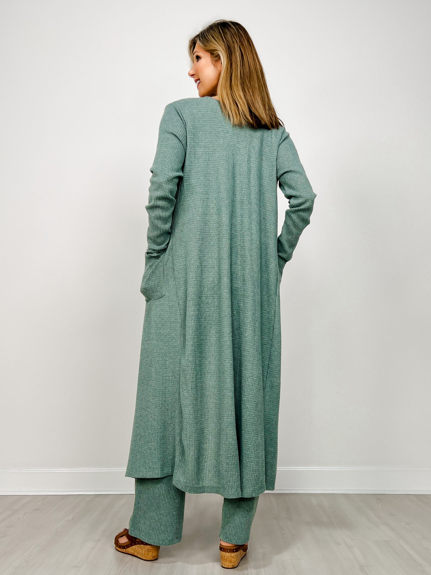 Brushed Thermal 3-Piece Lounge Set in Soft Teal