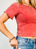 Mineral Washed Knit Fitted Crop Top - GRP A