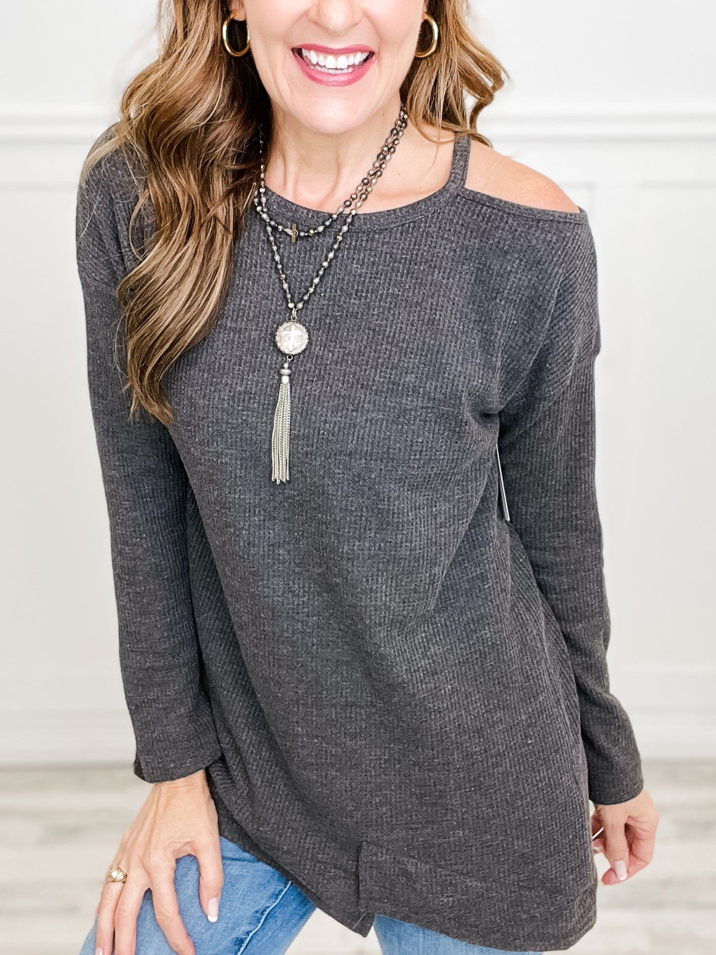 Cold Shoulder Long Sleeve Top