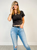 Mineral Washed Knit Fitted Crop Top - GRP B