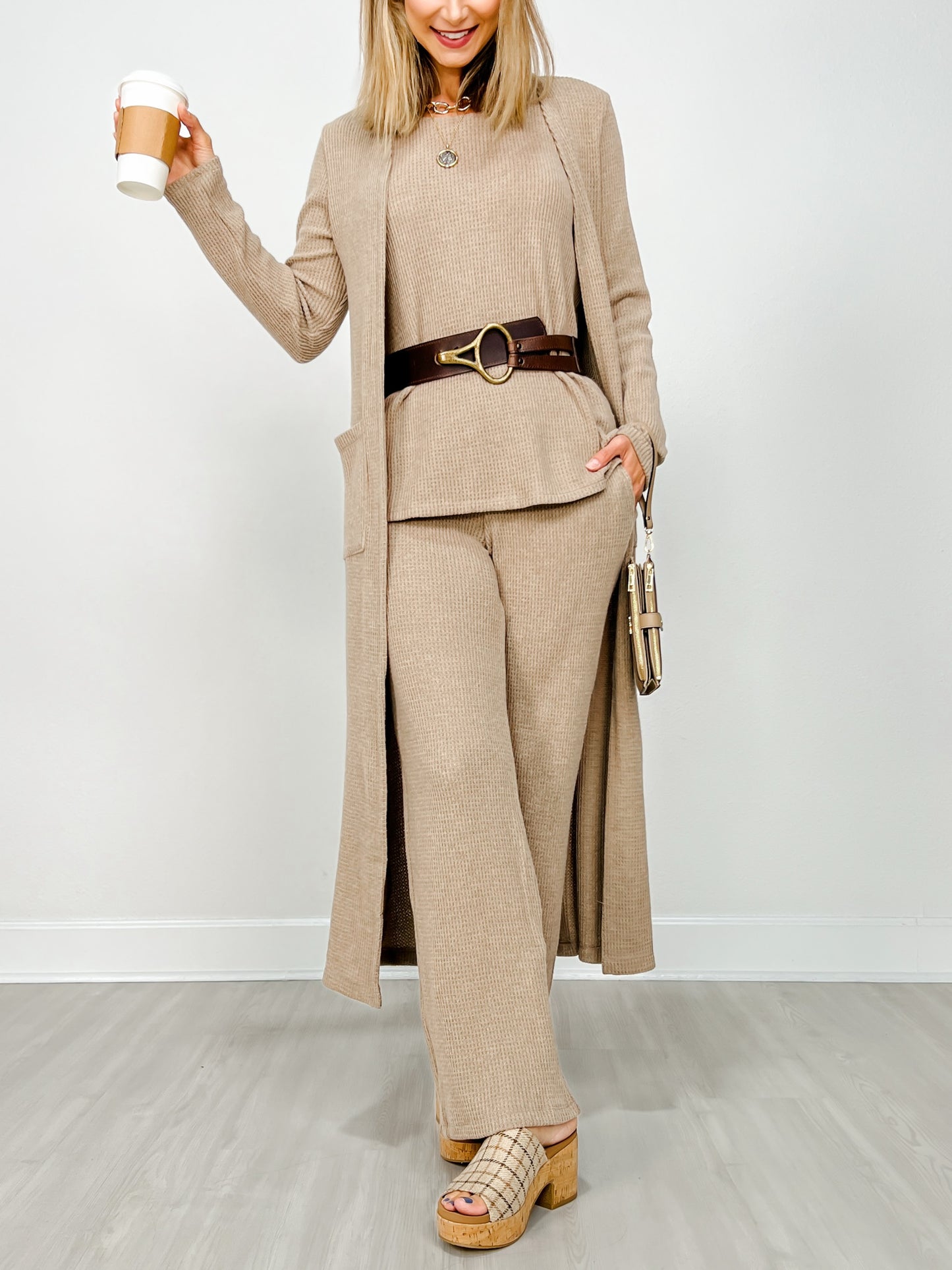 Brushed Thermal 3-Piece Lounge Set in Mocha