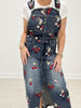 Embroidered Overall Dress with Cherries