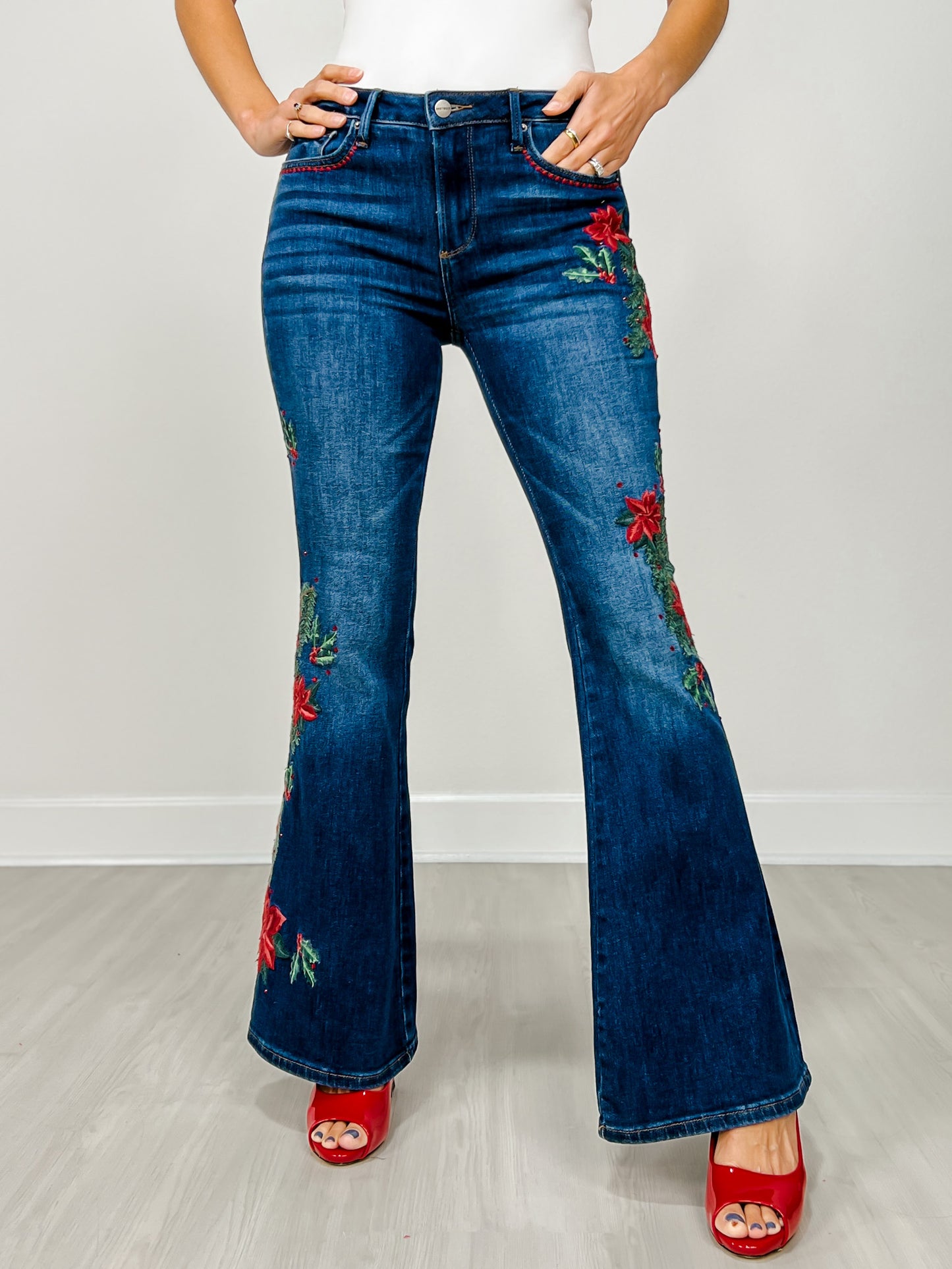 Happy Holly Boot Cut Embroidered Jeans