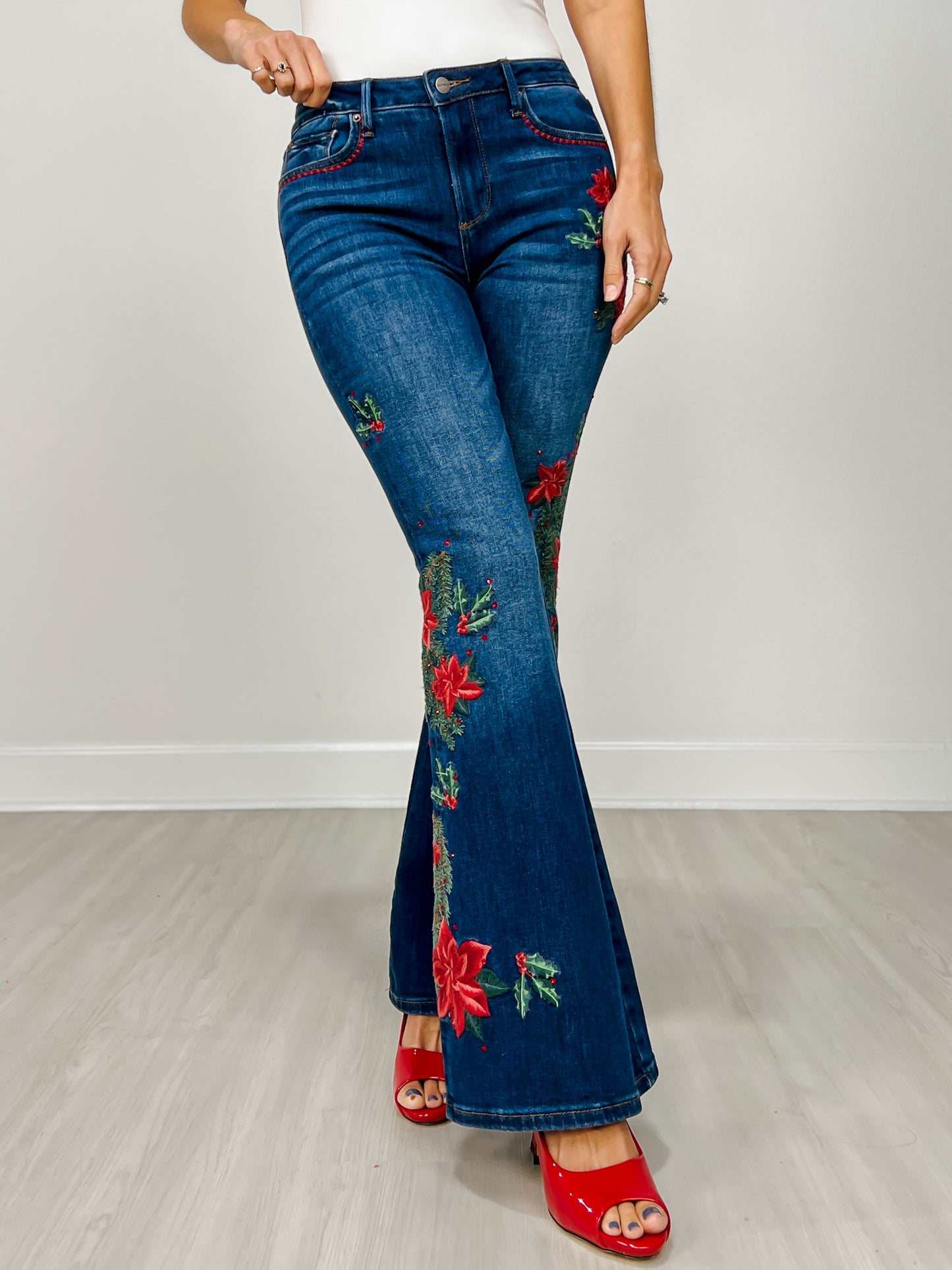 Happy Holly Boot Cut Embroidered Jeans