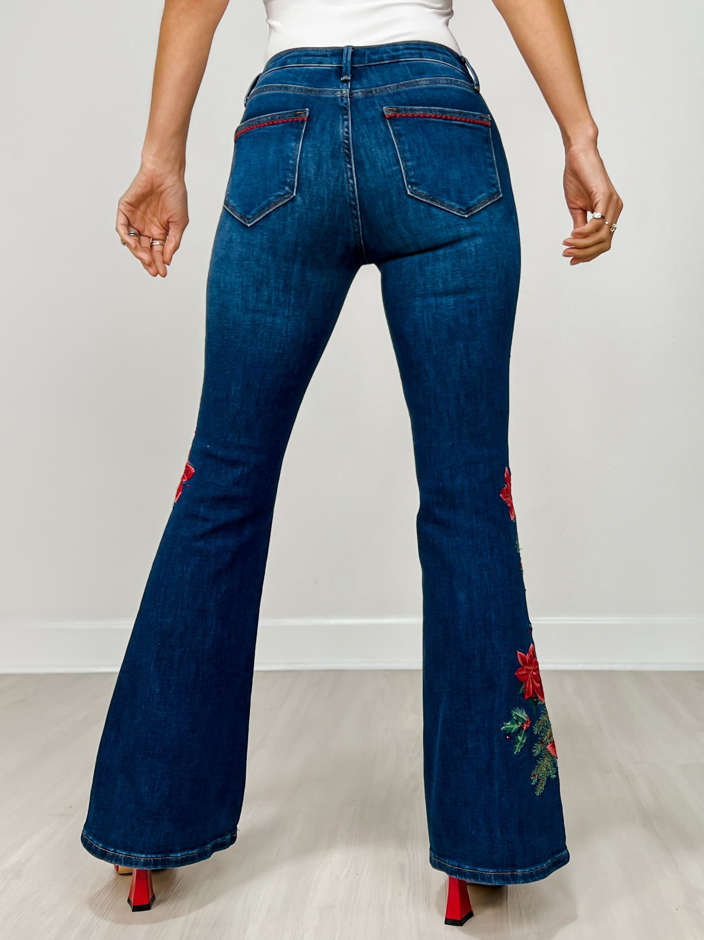 Happy Holly Boot Cut Embroidered Jeans