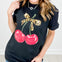 Leopard Bow and Cherries Graphic Tee