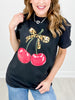 Leopard Bow and Cherries Graphic Tee
