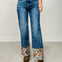 Wide Leg Cuff Embroidered Jeans