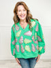 Queen of Sparkles Green Little Debbie Trees V-Neck Sweatshirt