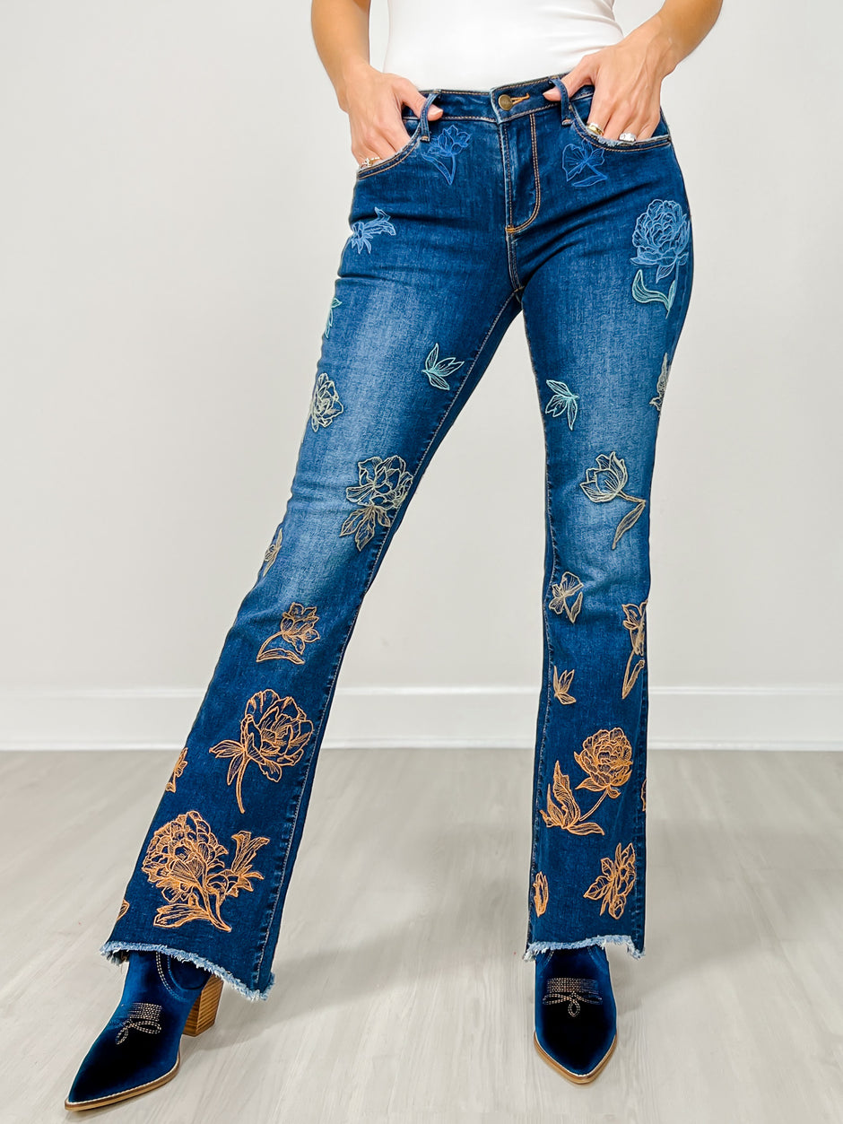 Boot Cut Ombre Etched Jean