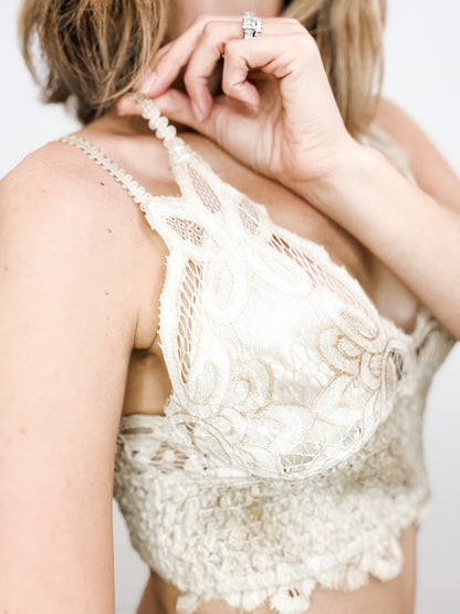 One Of The Girls Lace Crochet Smock Band Bralette Top