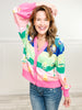 Queen of Sparkles Rainbow Stripe Knit Christmas Tree Cardigan