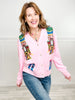 Queen of Sparkles Pink Shard Sequin Sleeve Nutcracker Cardigan Sweater