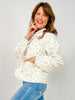 Front Ties Floral Quilted Jacket with Front Pockets