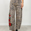 Leopard Barrel Leg Embroidered Jean