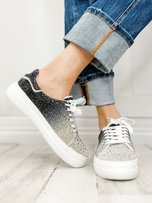 Corkys Bedazzle Shoe in Silver Black Ombre