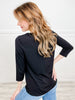 Signature Classic Poly Blend V-Neck Top with 3/4" Sleeves