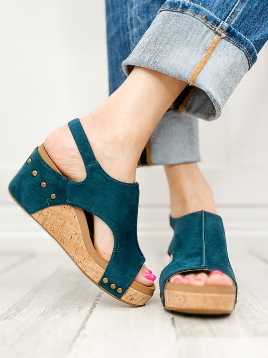 Corkys Carley Teal Faux Suede Wedge Shoe