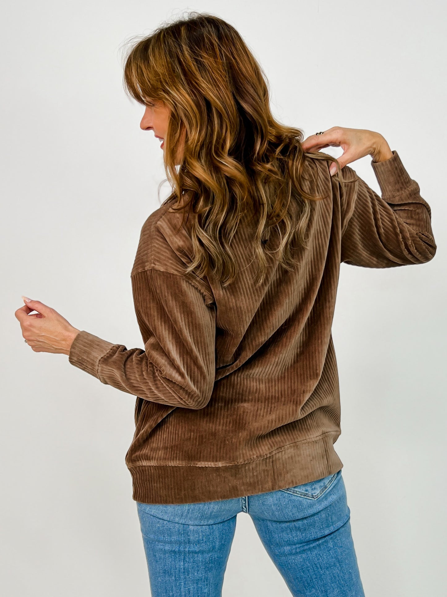 Oversized Collared Corduroy Pullover