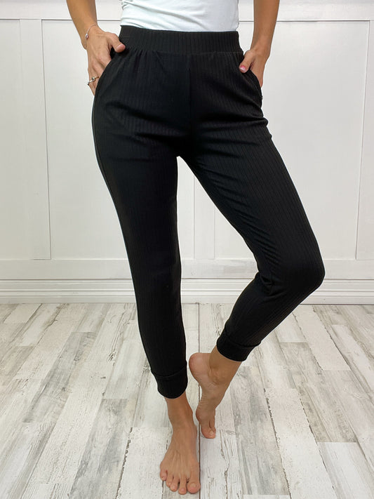 Right Above It Ribbed Jogger Pants in Black