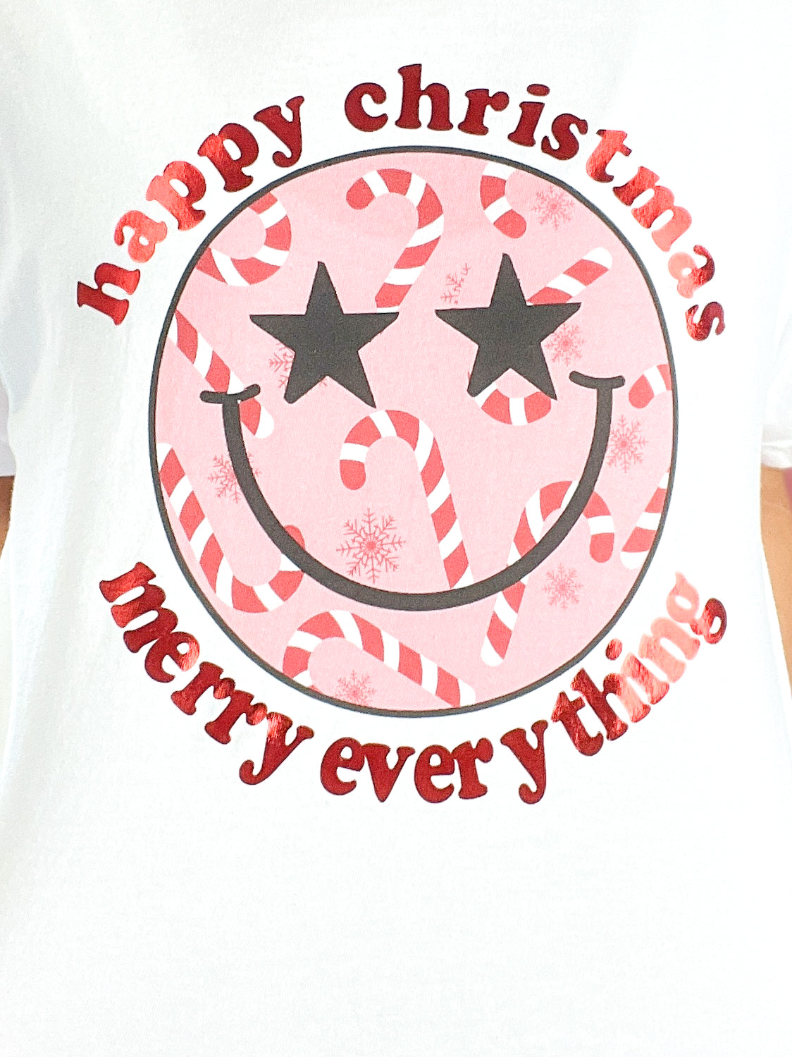 Happy Christmas Merry Everything Embellished Graphic Tee