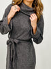 Brushed Thermal Cowl Neck Maxi Dress in Charcoal