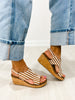 Corkys Carley Wedges in TAN WHITE STRIPE