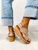 Corkys Carley Wedges in TAN WHITE STRIPE