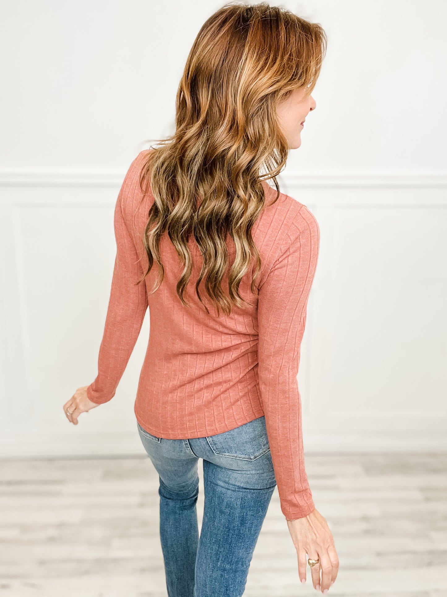 Crew Neck Long Sleeve Wide Ribbed Basic Top