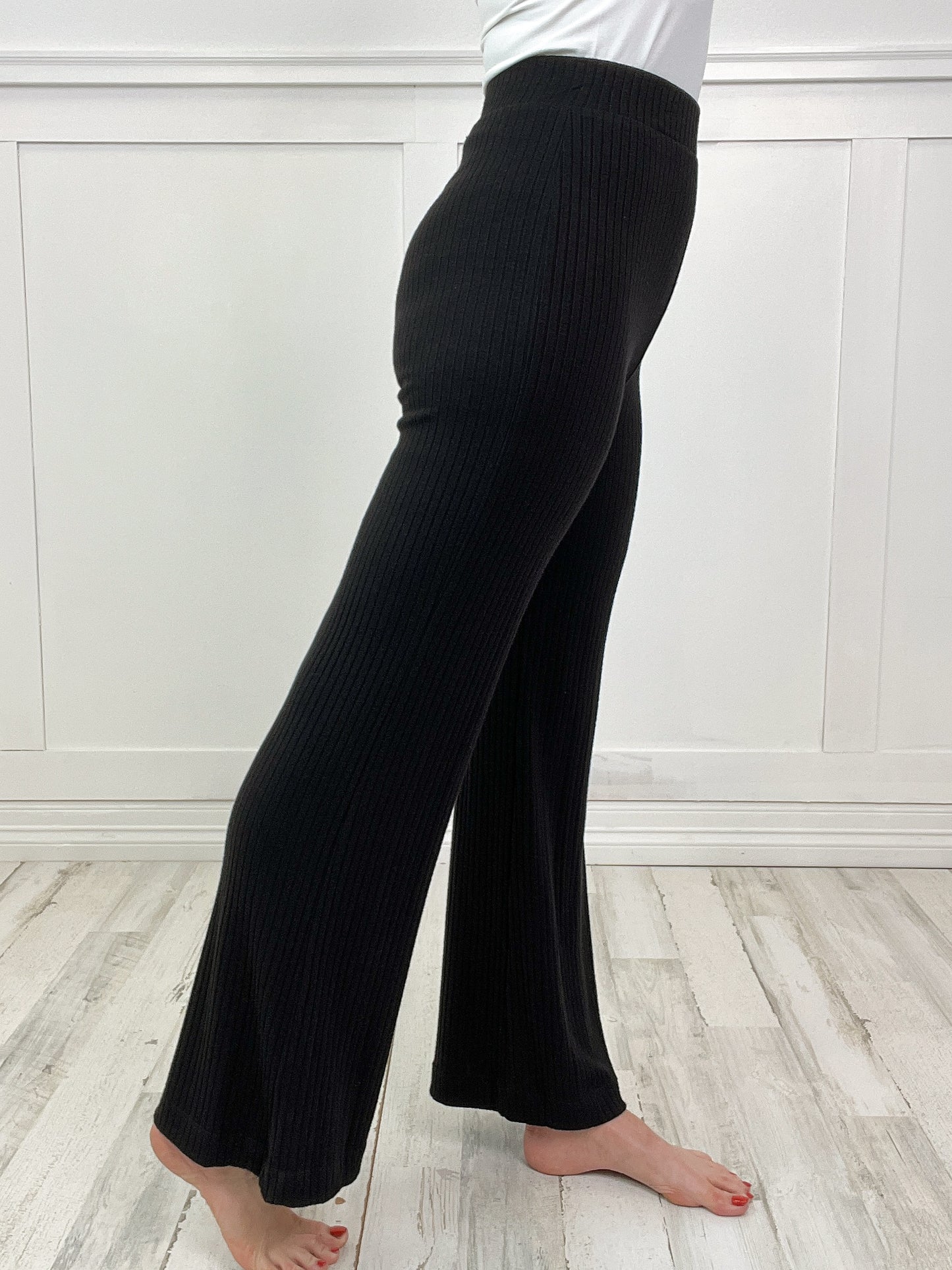 Perfectly Cozy Ribbed Lounge Bottoms in Black