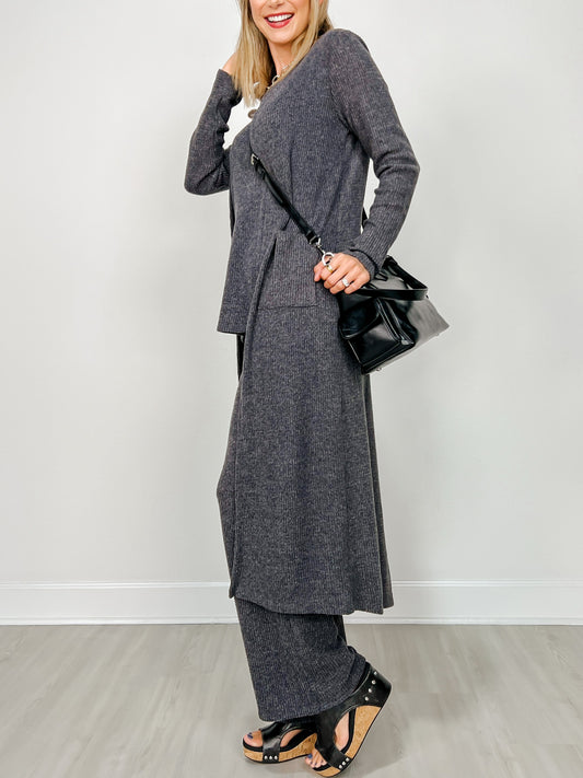 Brushed Thermal 3-Piece Lounge Set in Charcoal