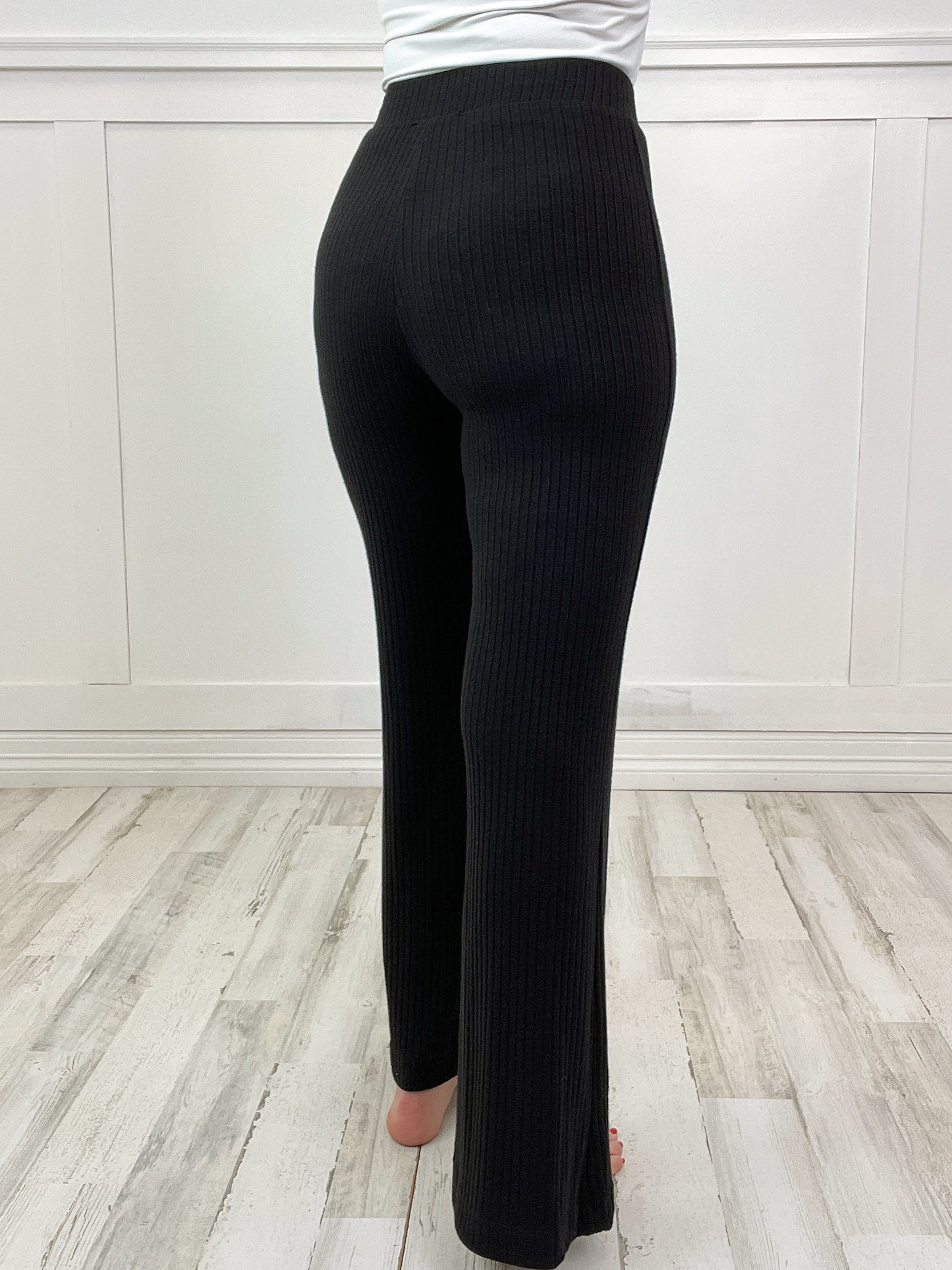 Perfectly Cozy Ribbed Lounge Bottoms in Black