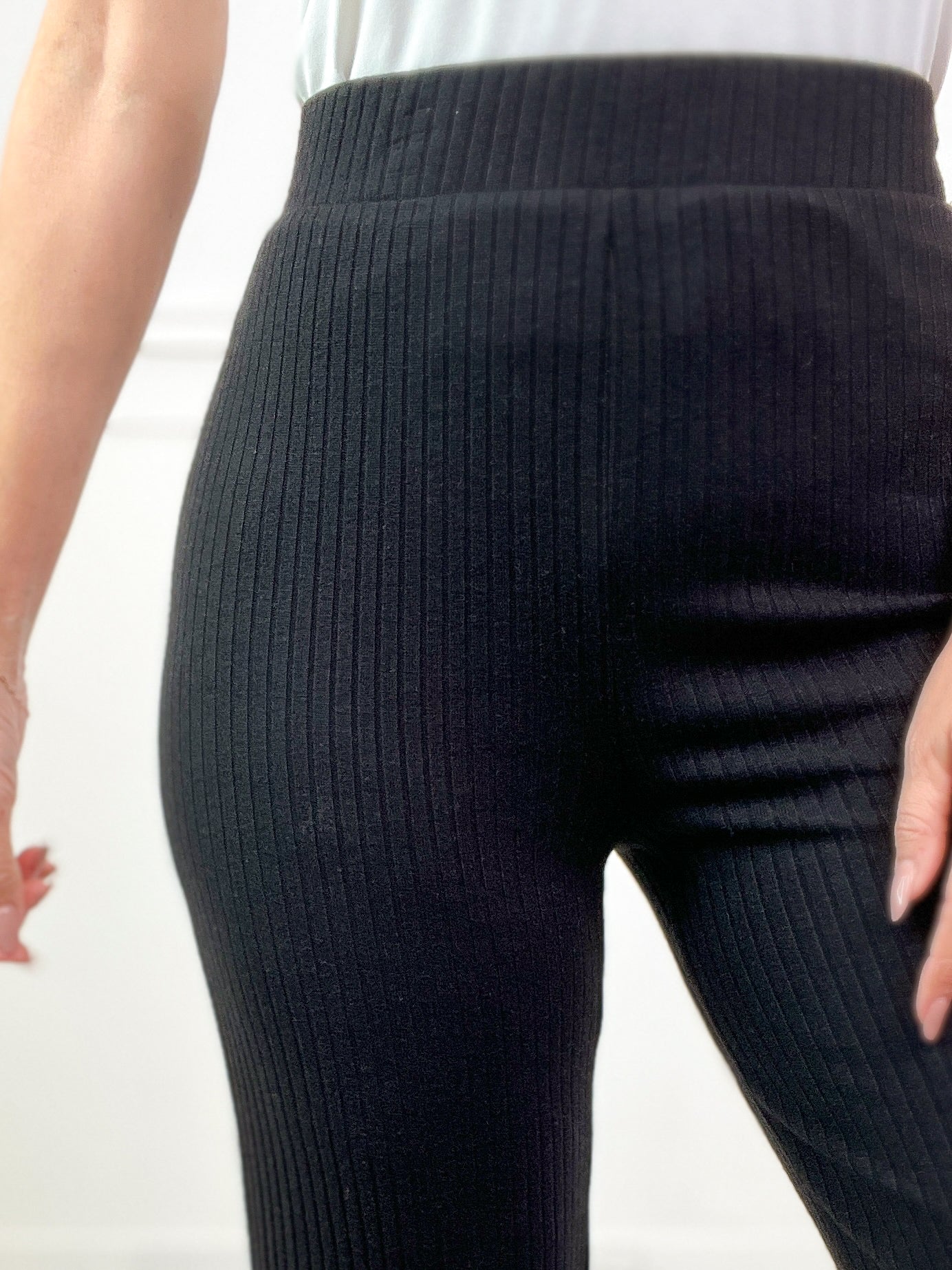 Perfectly Cozy Ribbed Lounge Bottoms in Black