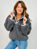 Snap Button Neckline Heart Sherpa Fleece Pullover Top