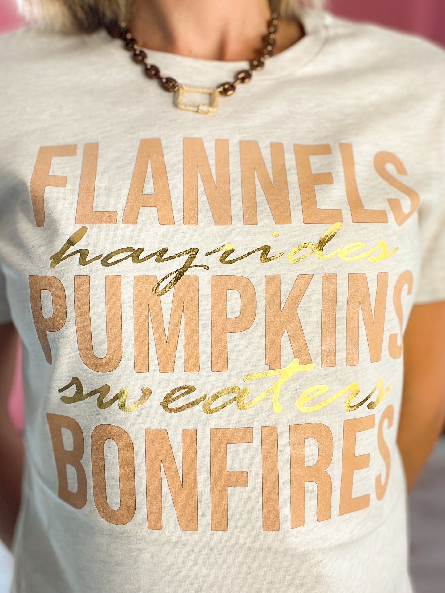 Flannels Hayrides Pumpkins Sweaters Bonfires Graphic Tee