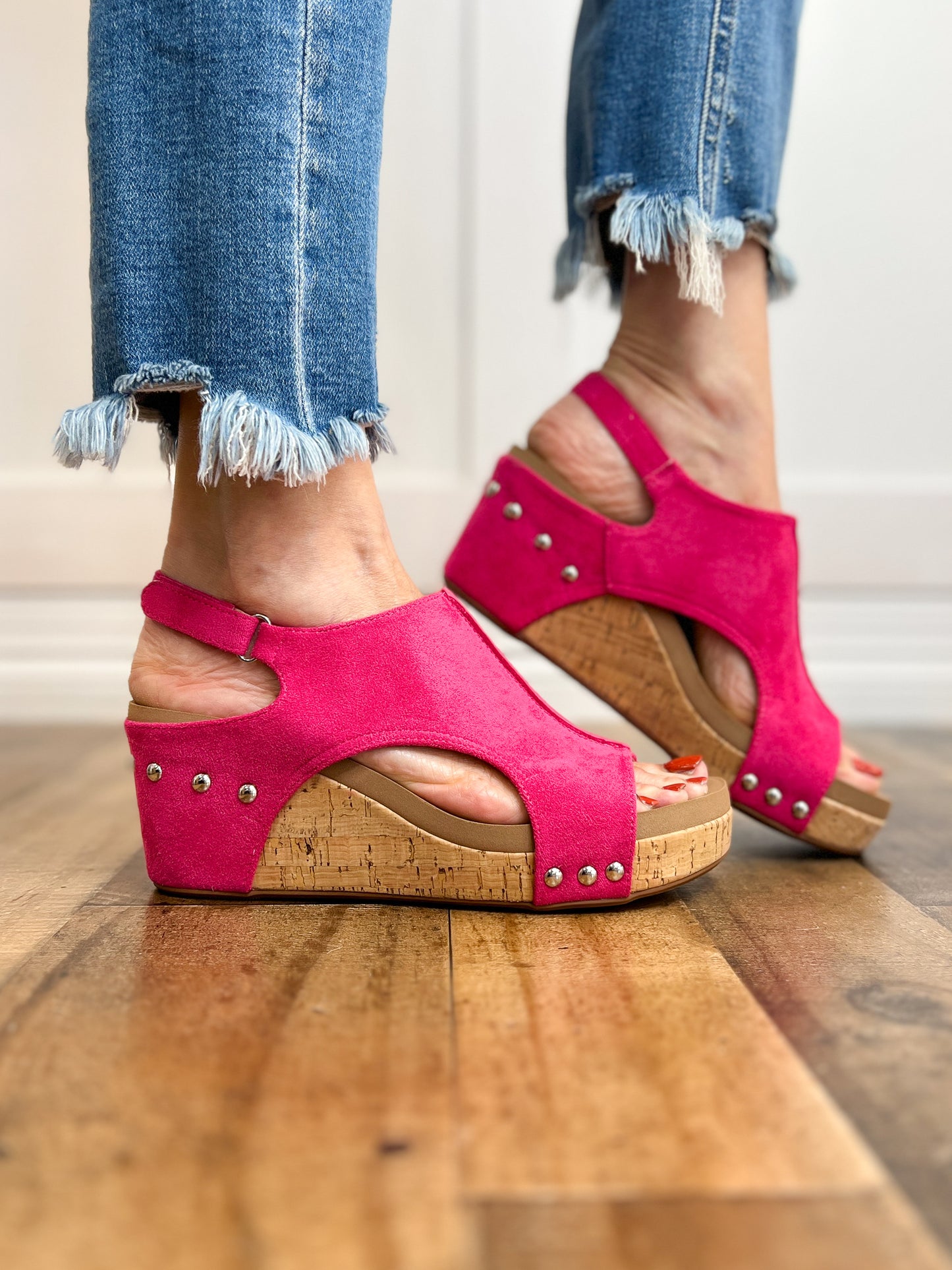 Corkys Carley Fuchsia Wedge Shoes