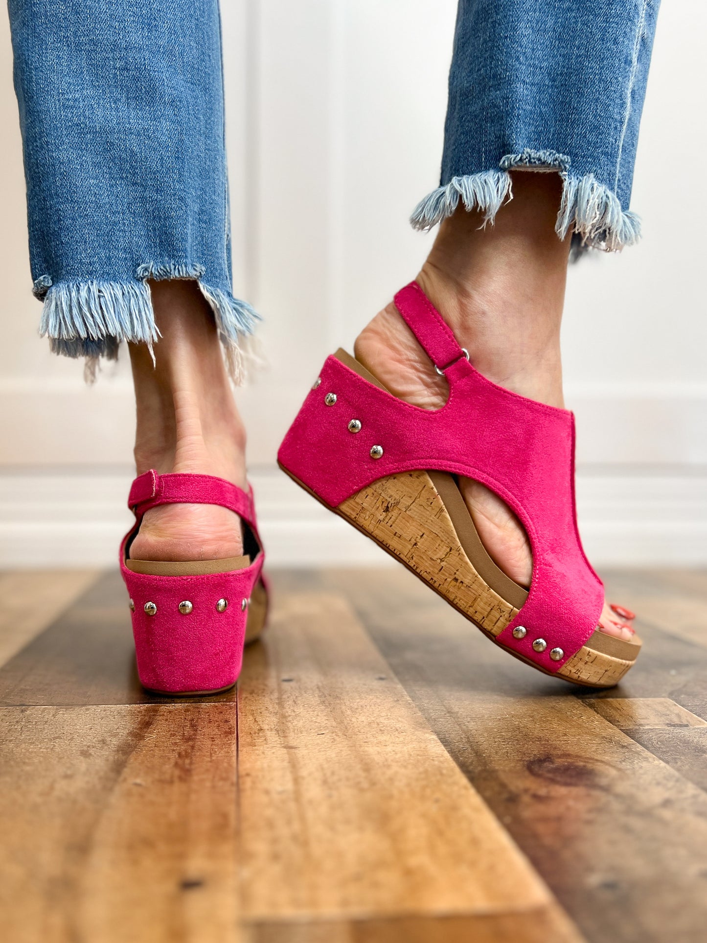 Corkys Carley Fuchsia Wedge Shoes