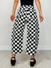Checkered Printed Barrel Denim Pants