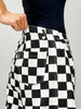 Checkered Printed Barrel Denim Pants
