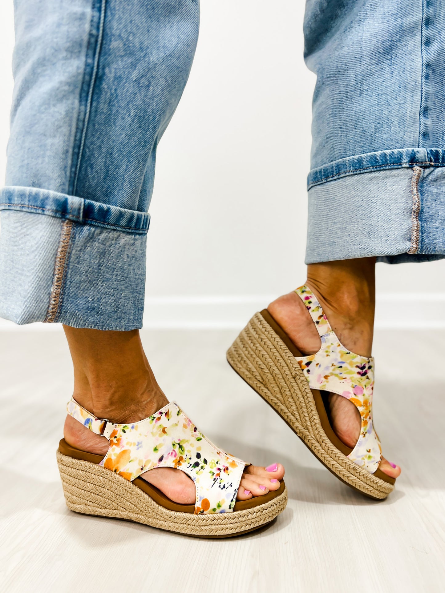 Corkys Carley Wedges in Natural Mini Floral Jute