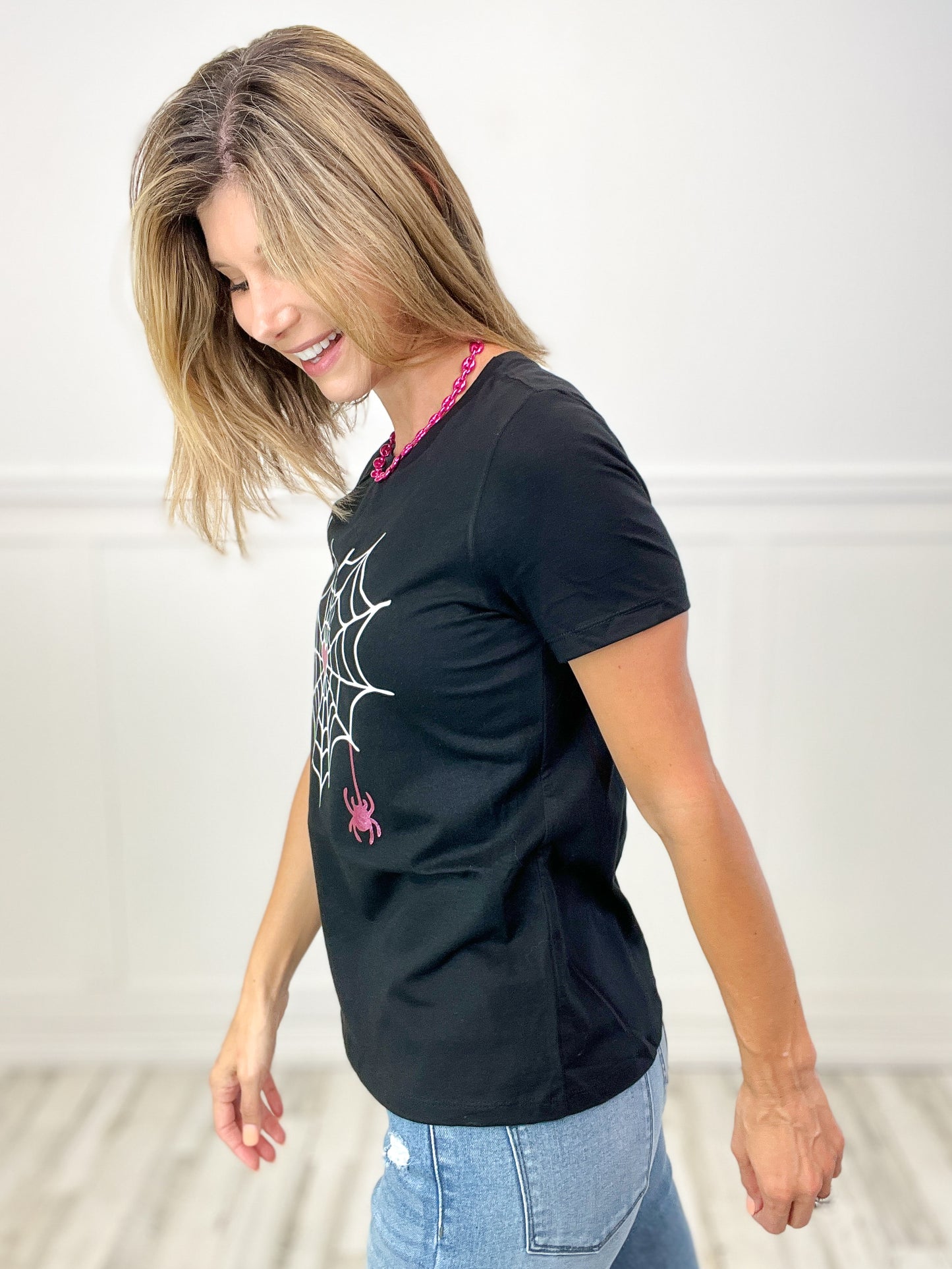 Spiderweb Heart Graphic Tee with Bling